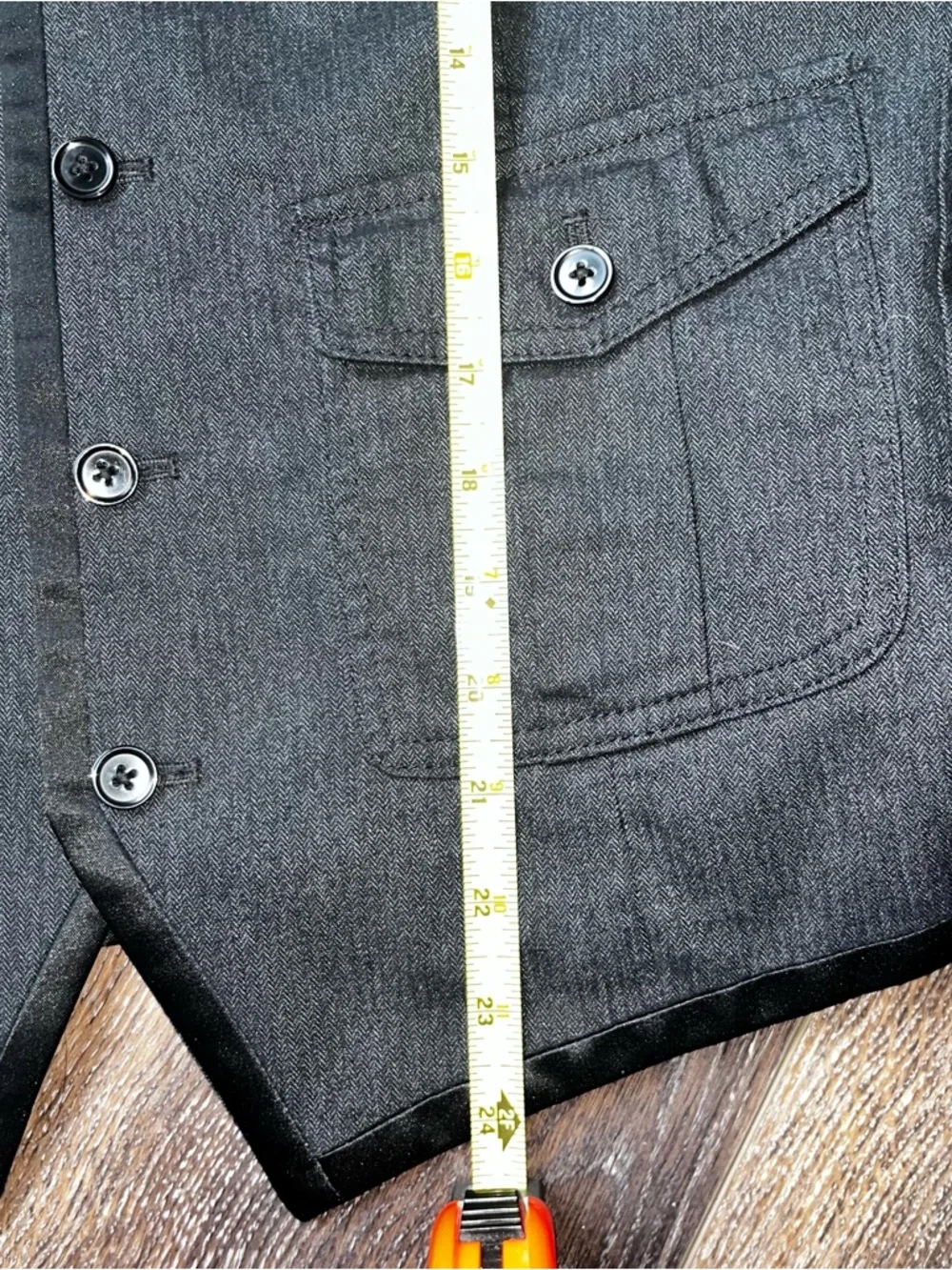EXPRESS Menswear Charcoal Vest with Satin Adjustable Back & Piping Size Small - Picture 5 of 7